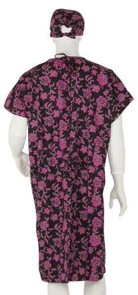 Hospital Gown Pink Lava Flowers