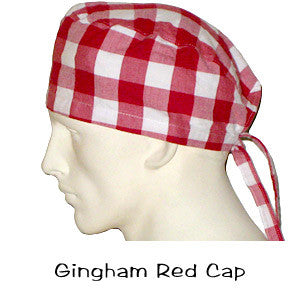 Surgical Scrub Caps Gingham Red