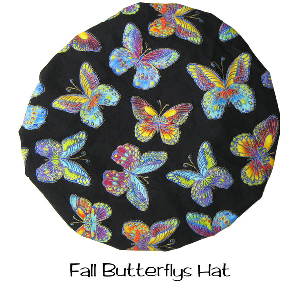 Bouffant Scrub Hats Fall Butterflys