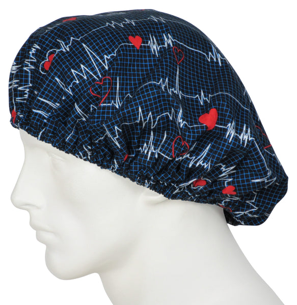 Bouffant Surgical Caps EKG black