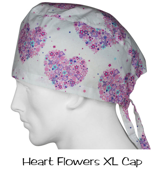 Surgical XLarge Caps Heart Flowers
