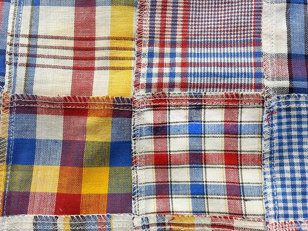 Close-up INSIDE view of Surgical Cap Porto Patchwork, real patchwork squares sewn together