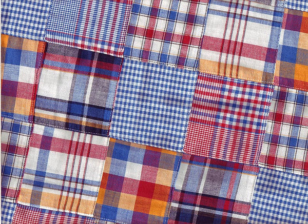 Close-up Surgical Caps Porto Patchwork, real patchwork squares sewn together