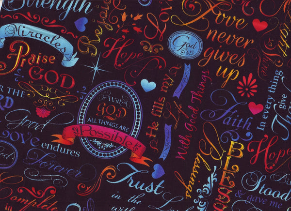 Close-up Fabric Words of Faith