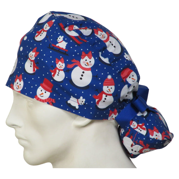 Ponytail Surgical Hats Snow People