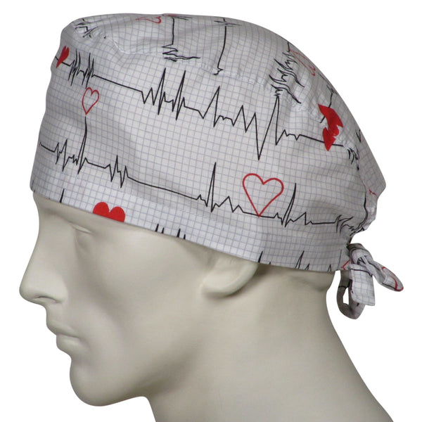 Scrub Cap EKG white