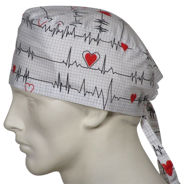 Surgical Caps EKG white