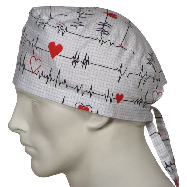 Scrub Hats EKG white