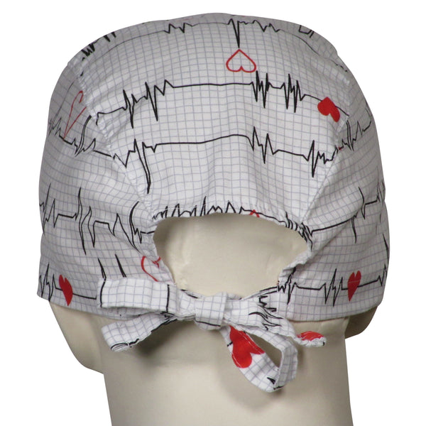 Scrub Surgery Caps EKG white