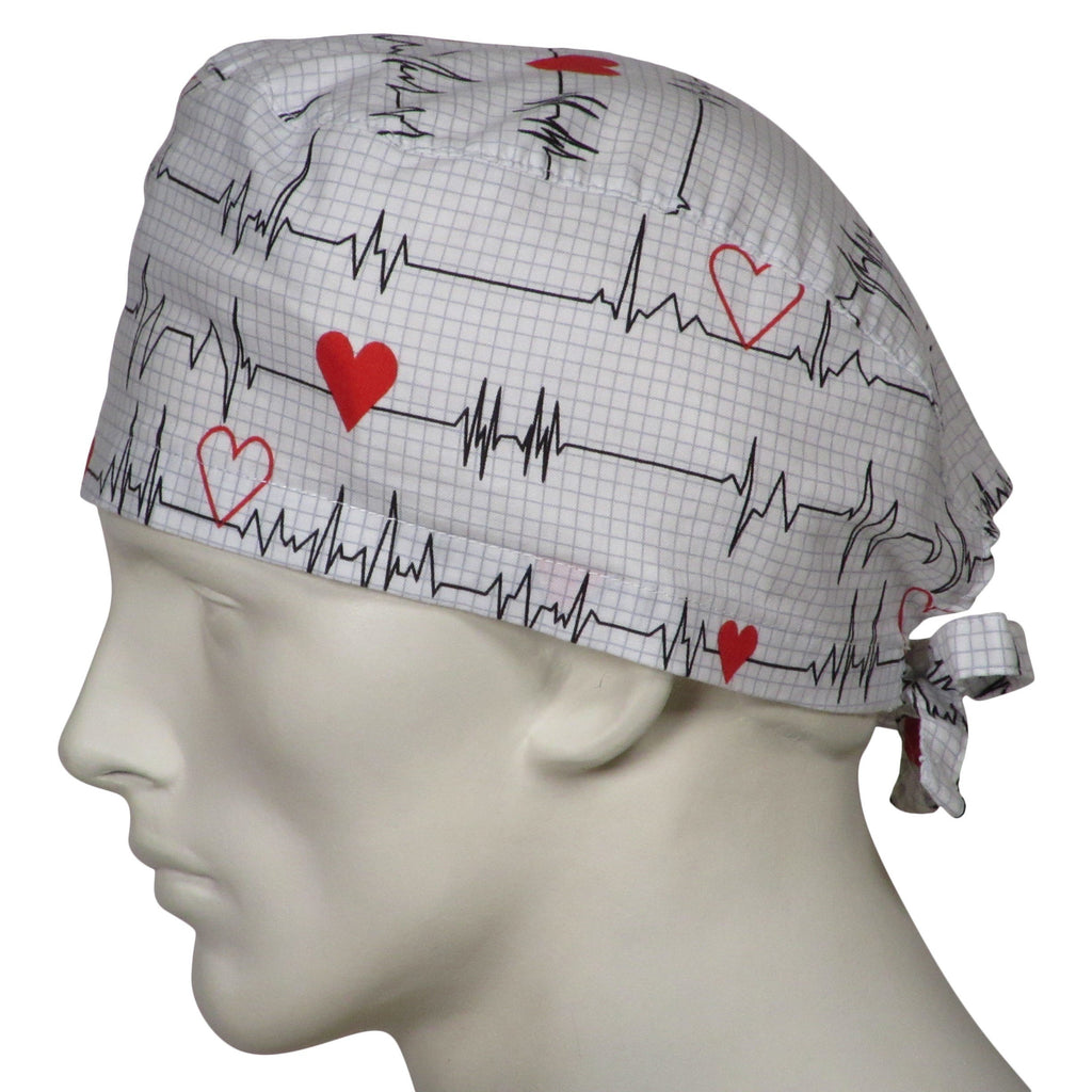 Scrub Caps EKG white