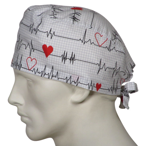 Scrub Caps EKG white
