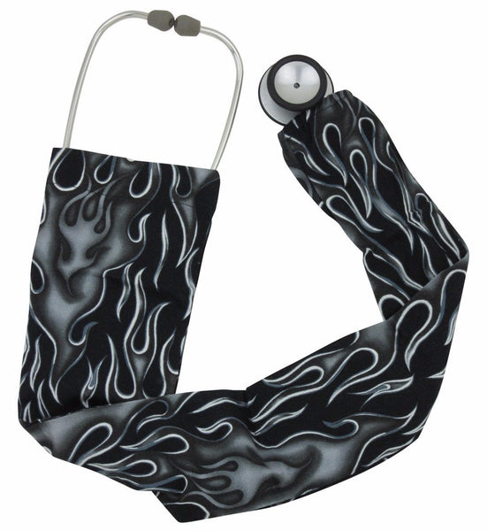 Stethoscope Cover Sock BW Flames