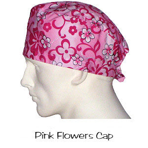 Scrub Surgical Cap Pink Flowers