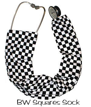 Stethoscope Sock Covers BW Squares