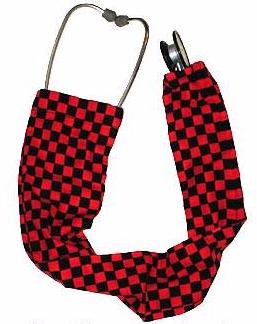 Stethoscope Cover Sock Red Squares