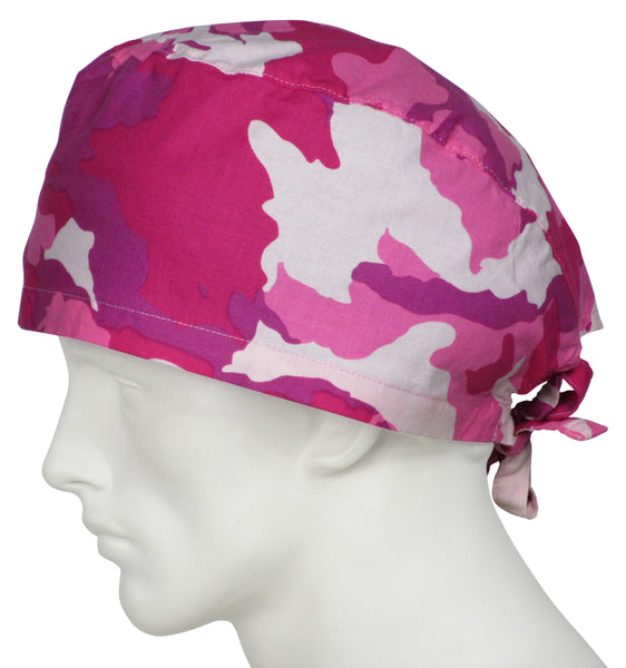 XL Scrub Surgical Caps Pink Camo