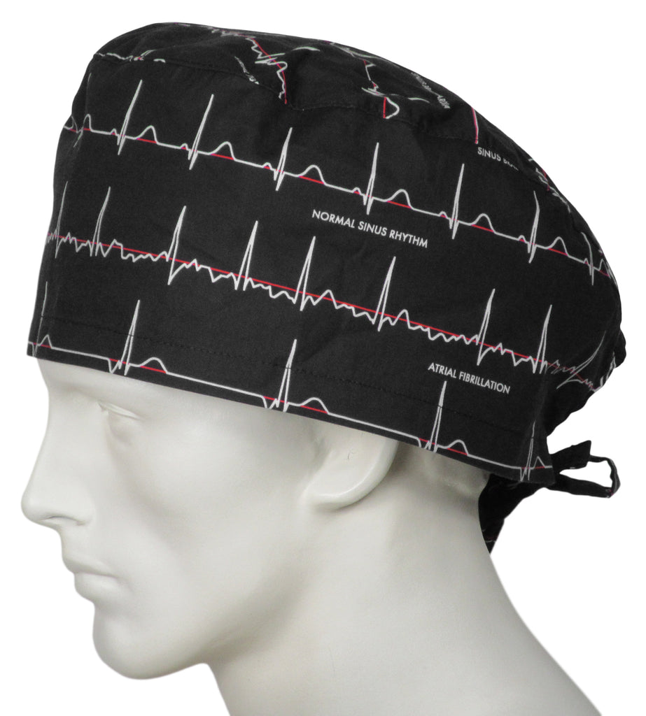 XL Scrub Hats Electrocardiogram