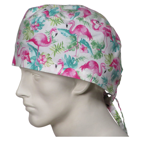 XL Surgical Hats Pink Flamingos