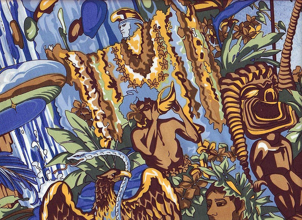 Fabric Close-Up Hawaiian Life blue/silver print version