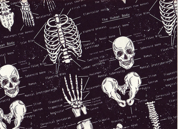 Close-up Bouffant Scrub Caps Skeletons, glows in the dark