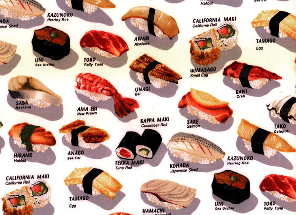 Close-Up Bouffant Scrub Hats Sushi