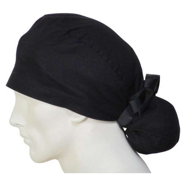 Ponytail Scrub Caps Midnight Black