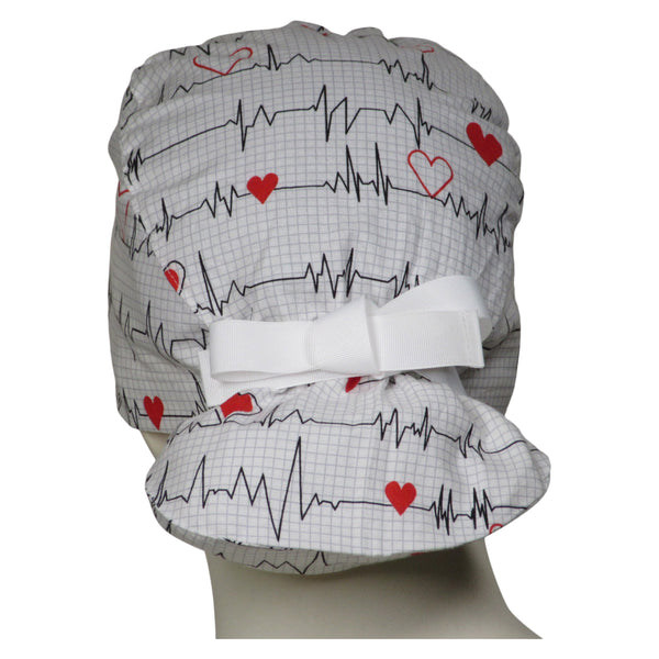 Ponytail Surgical Hats EKG White