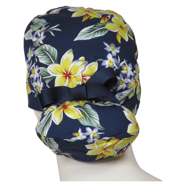 Ponytail Surgical Hats Island Flowers