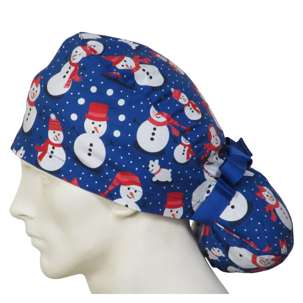 Ponytail Surgical Caps Snow People