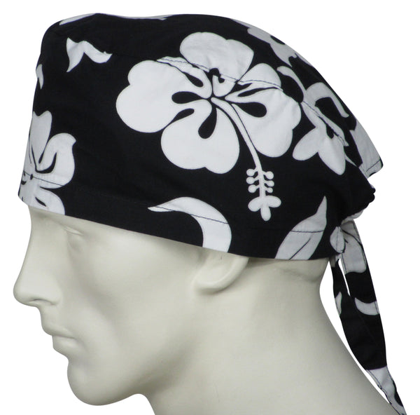 Surgical Hats Black Flowers