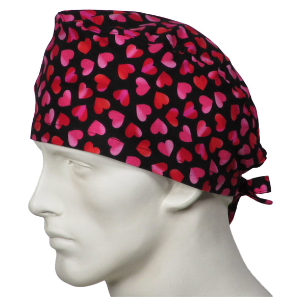 Surgical Scrub Caps Red Hearts